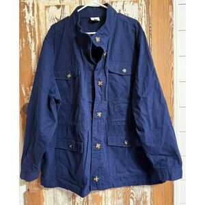 St. John's Bay Womens Classic Anorak Cotton Twill Jacket - Navy - 3X (24W-26W)